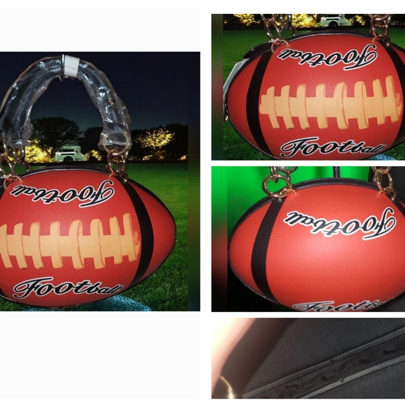 Football-Shaped Red Handbag - Picture 1 of 5
